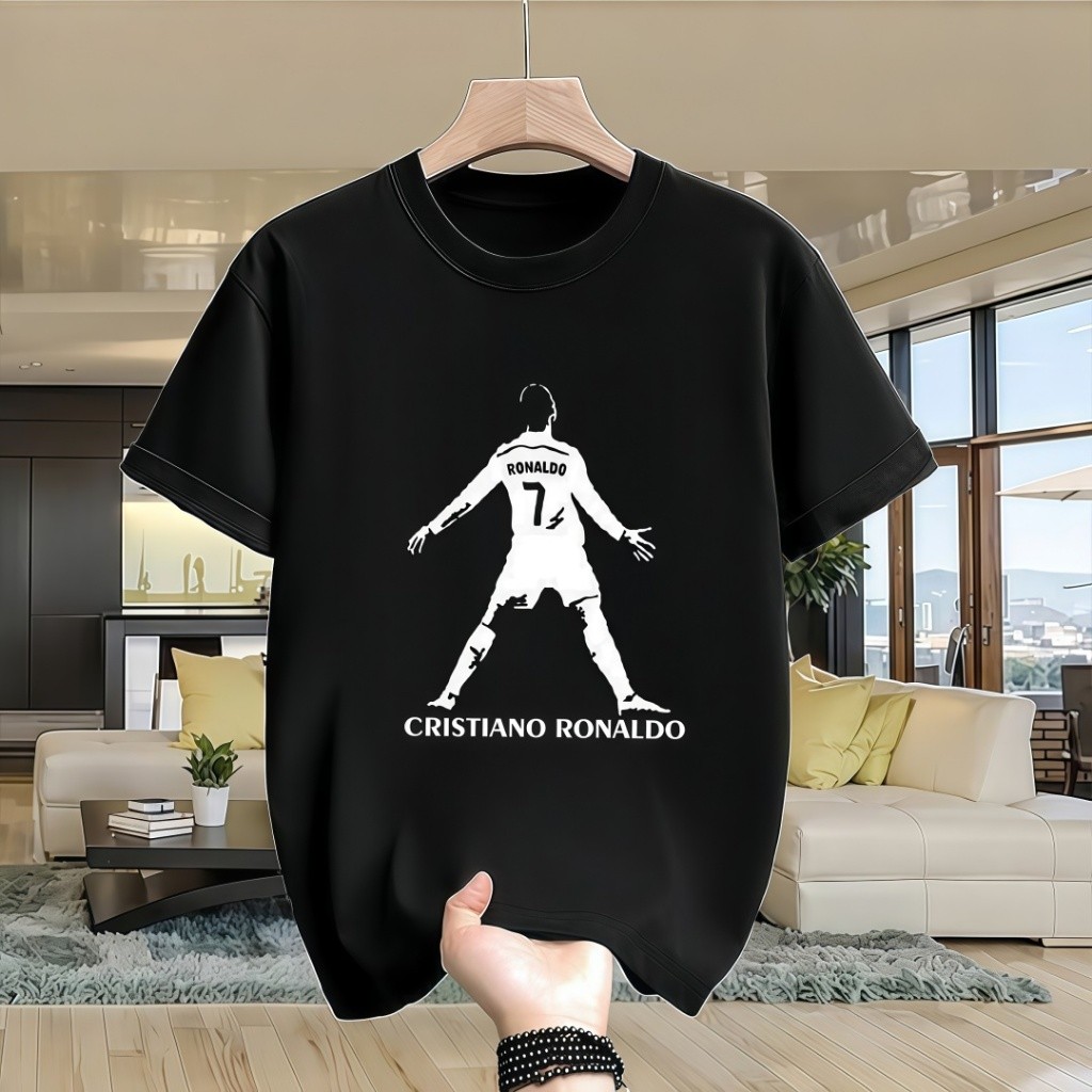 Baju Kaos Bola Cristiano Ronaldo CR7 Siuuu Distro Bandung Original T-shirt Pria Hitam Keren Dewasa T