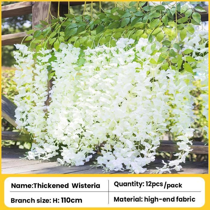 Dijual[1 LUSIN ] Wisteria Gantung Besar / Bunga Juntai Wisteria (12 pcs) Merah Plastik Putih tanaman