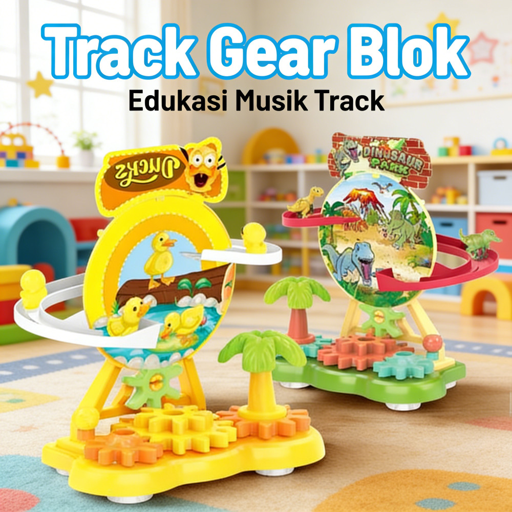 Track Building Blocks Paradise Dinosaurus Instrumen Edukasi Rotating Mainan Anak