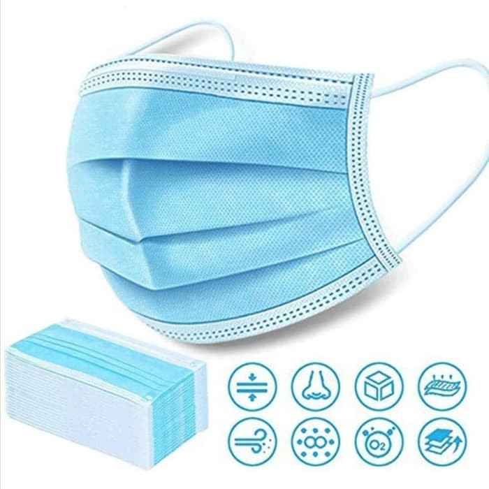 GROSIR Masker 3 Ply 3Ply isi 50 pcs disposable Facemask mask Masker Earloop Biru Hijau Putih Disposa