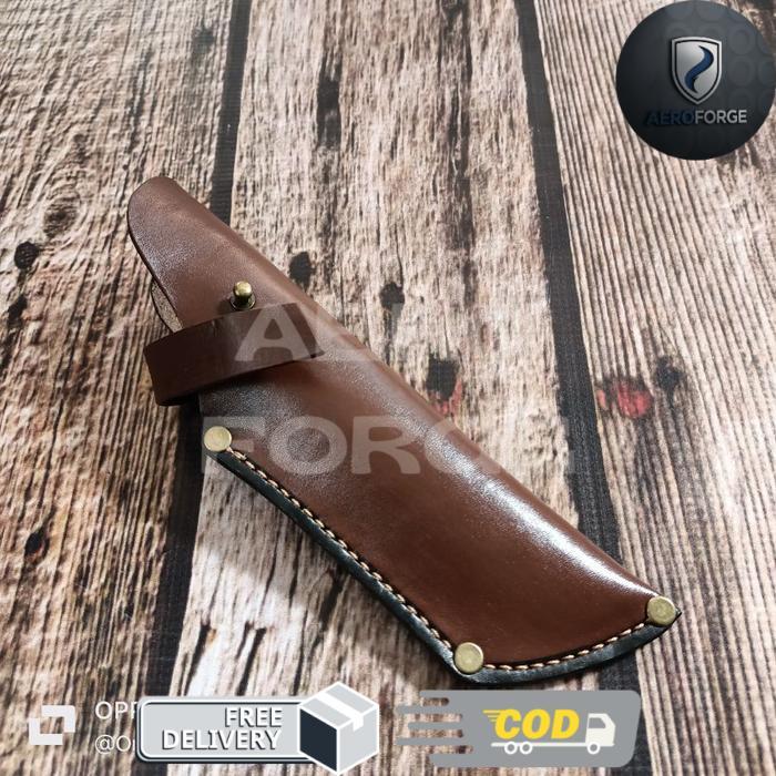 Sarung kulit asli pisau butcher victorinox tramontina lurus - 12 cm