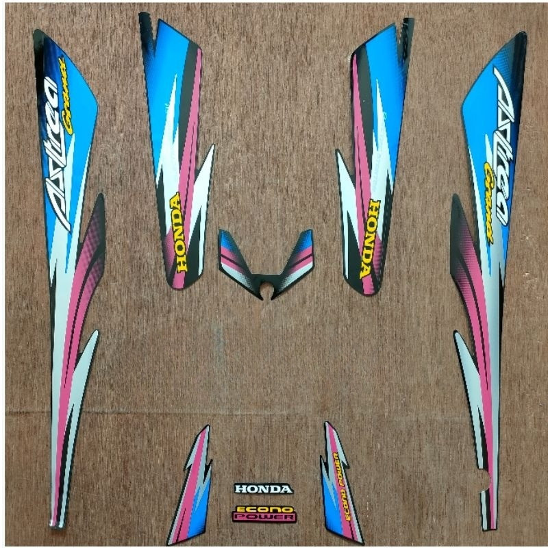 Striping Honda Astrea Grand Hitam Lis pink biru tahun 1997