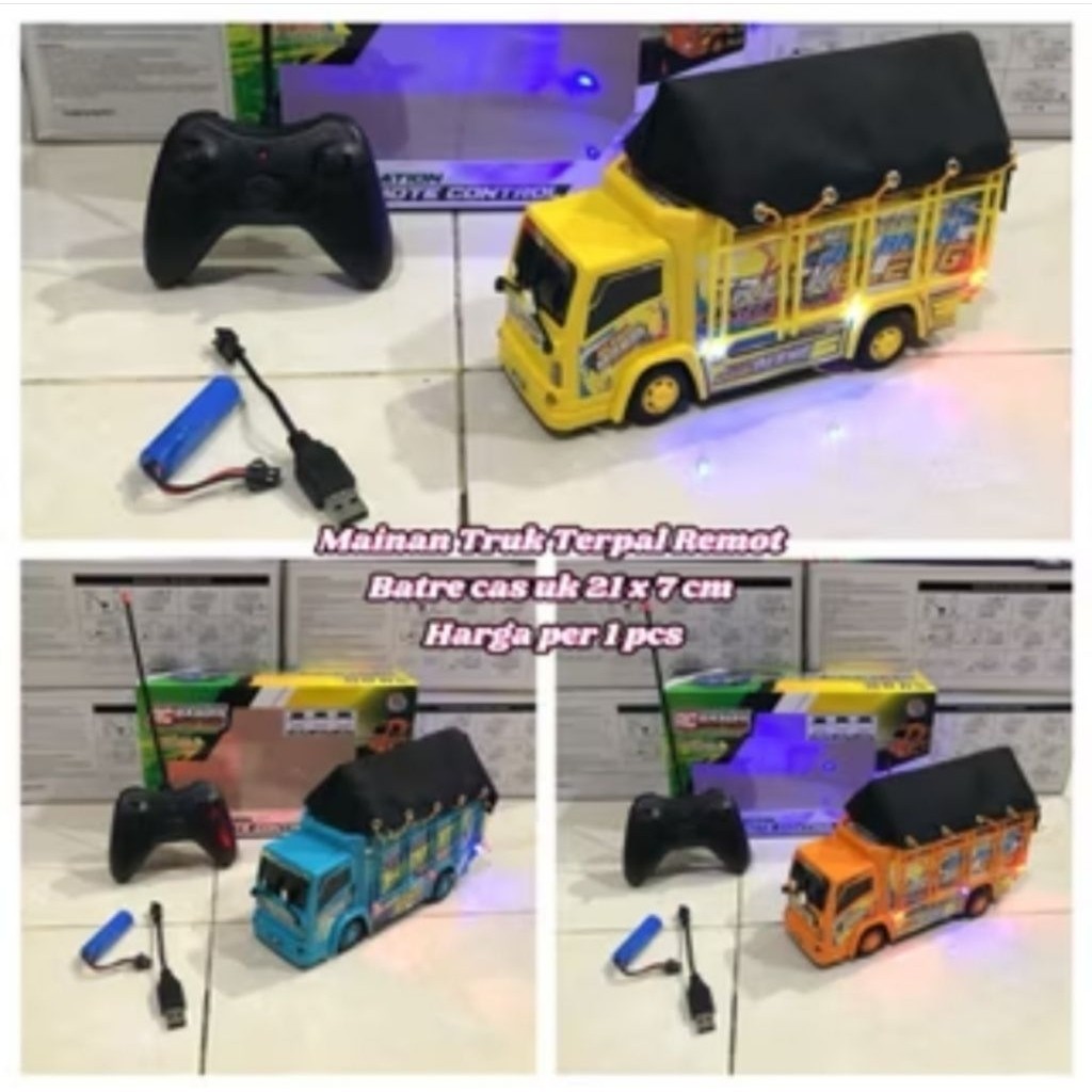 Fwwz Mainan Remote Control Basuri Truck Terpal RC Truk Oleng Basuri Remot kontrol Baterai Cas JSP T-