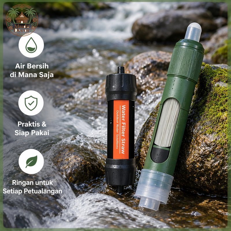 sedotan filter air portable penyaring air minum darurat outdoor camping hiking survival uf