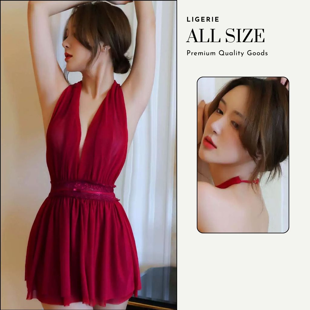 Lingerie Wanita Dress Set D-150 Halter Neck