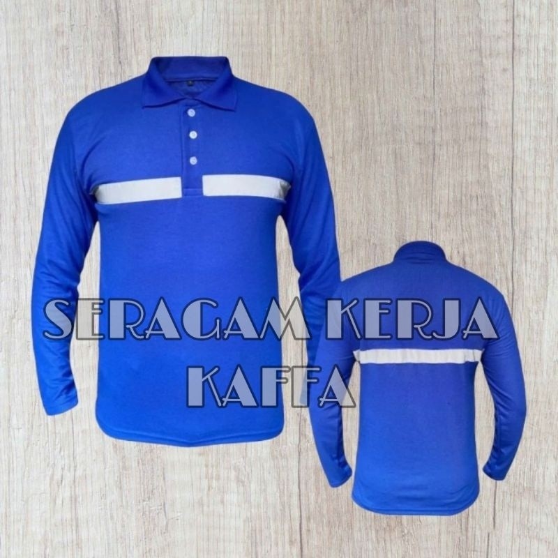 LANCAR COD Kaos POLO BIRU BCA kerah panjang safety baju bengkel kaos perusahaan/pabrik kaos Safety M