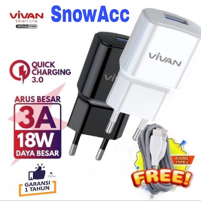 VIVAN Charger Power Oval Support Quick Charger 3.0 18W - CHARGER, Putih