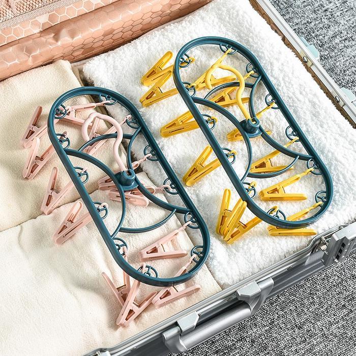 Hanger Clips 12 in 1/ Gantungan Jepit Jemur Kaos Kaki CD Bra - 12 Penjepit, HangerKaosKaki