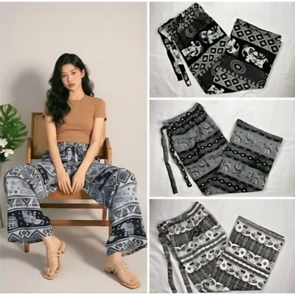 Celana Kulot Gajah Thailand Ory/Celana Kulot Santai/Celana Kulot Motif Gajah Thailand Terbaruh