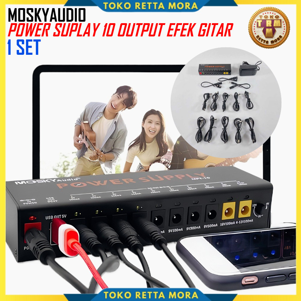 1 Set Power Supply One Adjustable Effect Guitar Dengan USB Efek Gitar - MPT-10