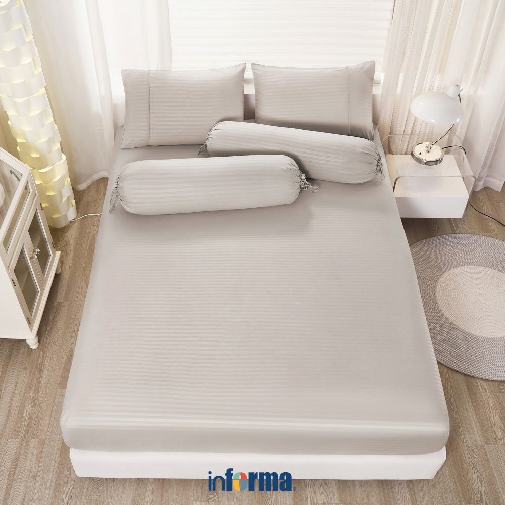 new Informa Set Seprai Microfiber Emboss Cokelat Muda King Queen Single 180x200 160x200 120x200 100x