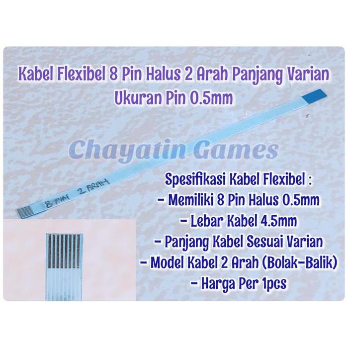 Kabel Flexibel 8 Pin Halus 2 Arah Panjang Varian Ukuran Pin 0.5mm - 55cm