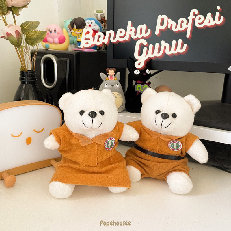 Boneka Profesi Guru Beruang Size 15Cm Hadiah Gift Kenangan Souvenir Grosir Teddy Lucu Gemas Plakat B