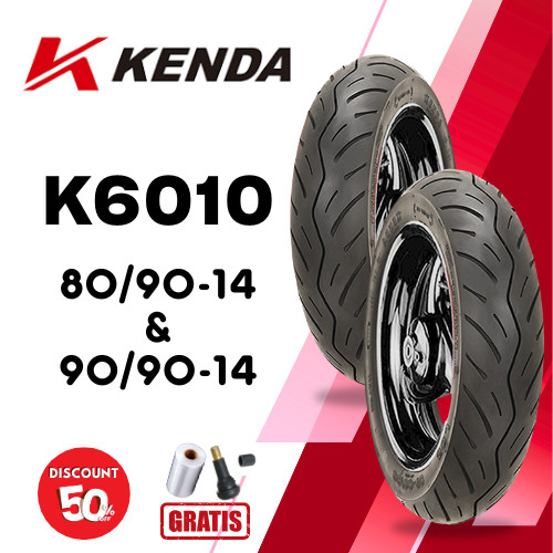 SEPASANG Ban Motor KENDA K6010 80/90 & 90/90 RING 14 Tubeless