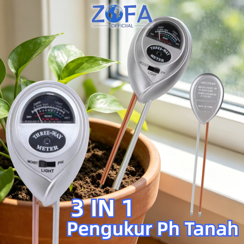 3 In 1 Alat Ukur PH Tanah Pengukur Ph Tanah Pertanian Digital Ori Akurat Moisture PH Sunlight Meter