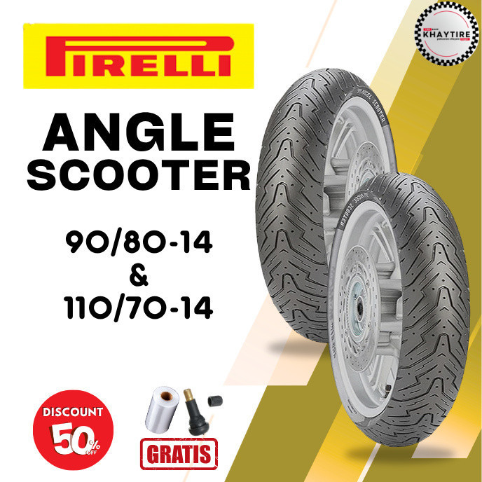 SEPASANG Ban Motor PIRELLI ANGEL SCOOTER 90/80 & 110/70 RING 14 Tubeless