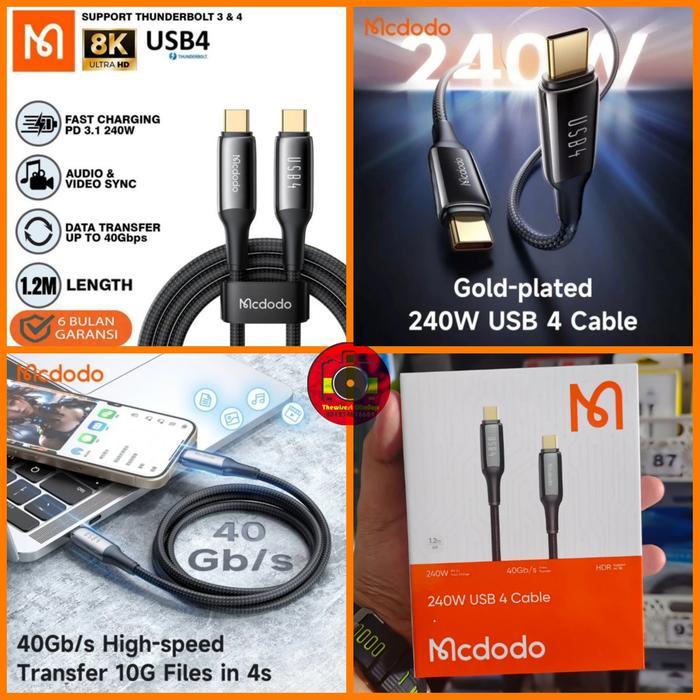 Mcdodo C to C 240W CA-2990 Kabel Data Thunderbolt 4 PD3.1 Type-C 8K