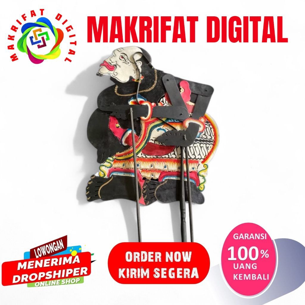 MAKRIFAT DIGITAL Wayang Kulit sapi SEMAR / SEMAR HITAM Punokawan -+ 55 cm Standar Dalang