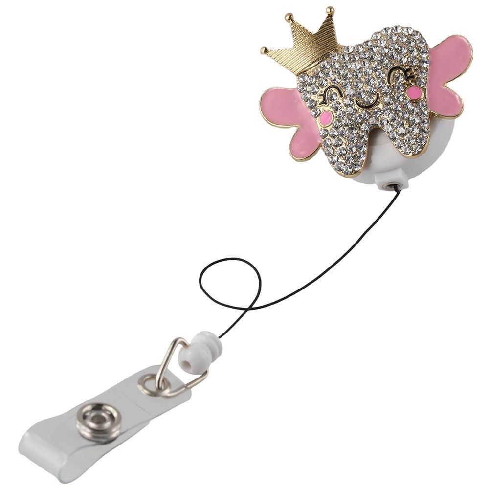 amond Teeth  Retractable ID Card Holder, Badge Scroll Buckle ID Card Buckle