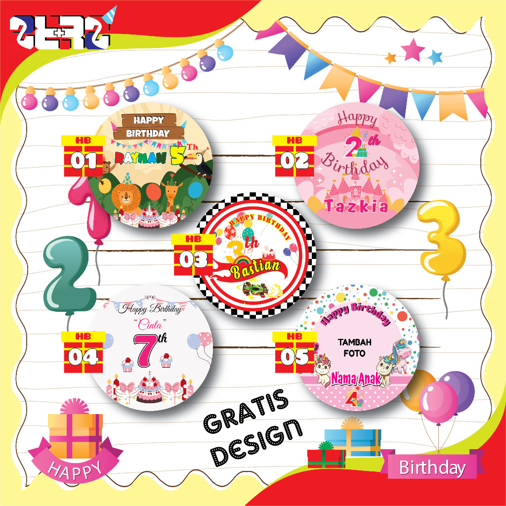 STIKER ULANG TAHUN ANAK GRATIS DESIGN TINGGAL TEMPEL