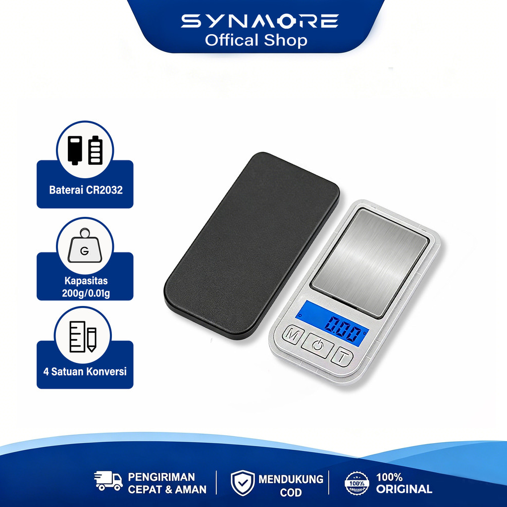 Synmore Timbangan saku mini 200 gram akurasi 0,01 gram timbangan elektronik mini