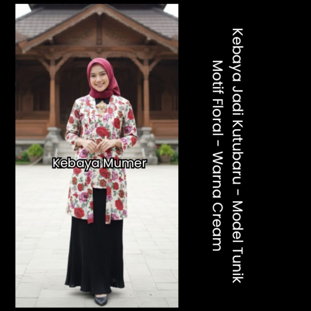 MURAH  KEBAYAMUMER Kebaya Bunga Floral Kembang dan Lurik Model Kutubaru Tunik Muslim Adat Jawa Tradi