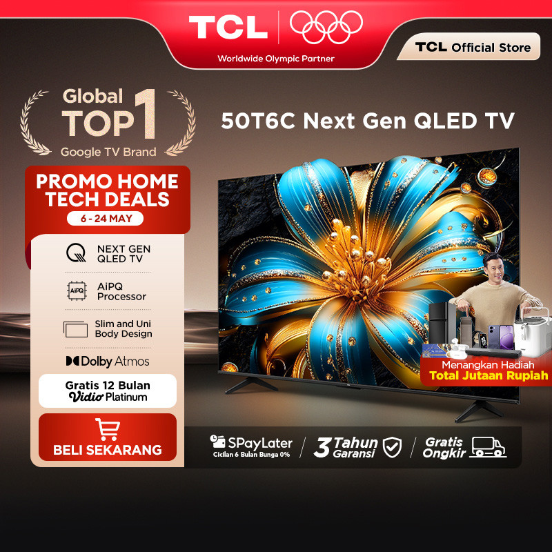 TCL Next Gen QLED 50 inch T6C - 4K Google TV - HVA Panel - HDR 10+ - Dolby Vision & Atmos - Google A