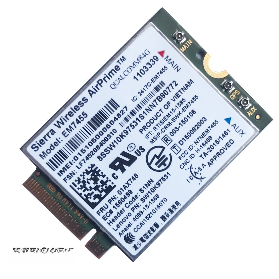 WIRCARD EM7455 FRU 01AX748 LTE 3G 4G Tarjeta de Thinkpad X1 carbono 5th gen X270 T470 T470S T470P t5