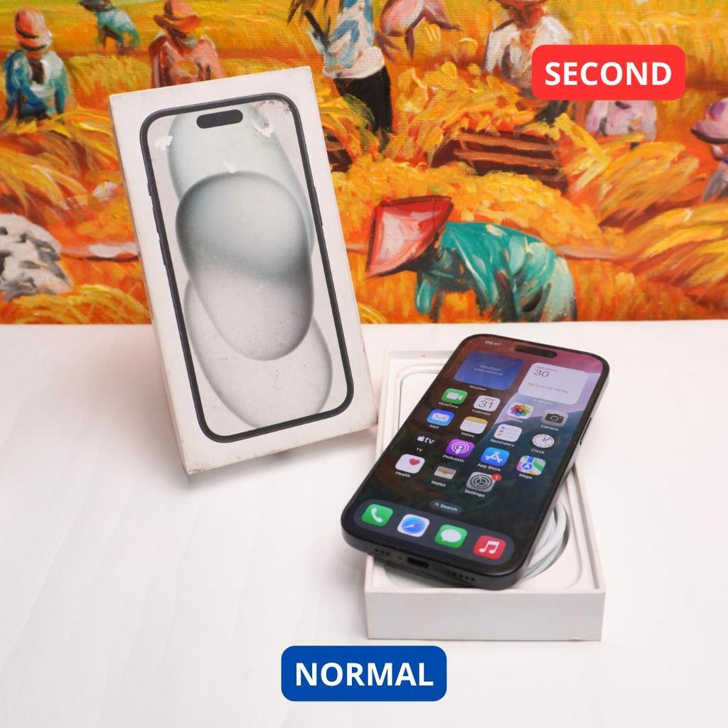 IPHONE 15 128 GB HP SECOND ORIGINAL SINAR MUTIARA CELL