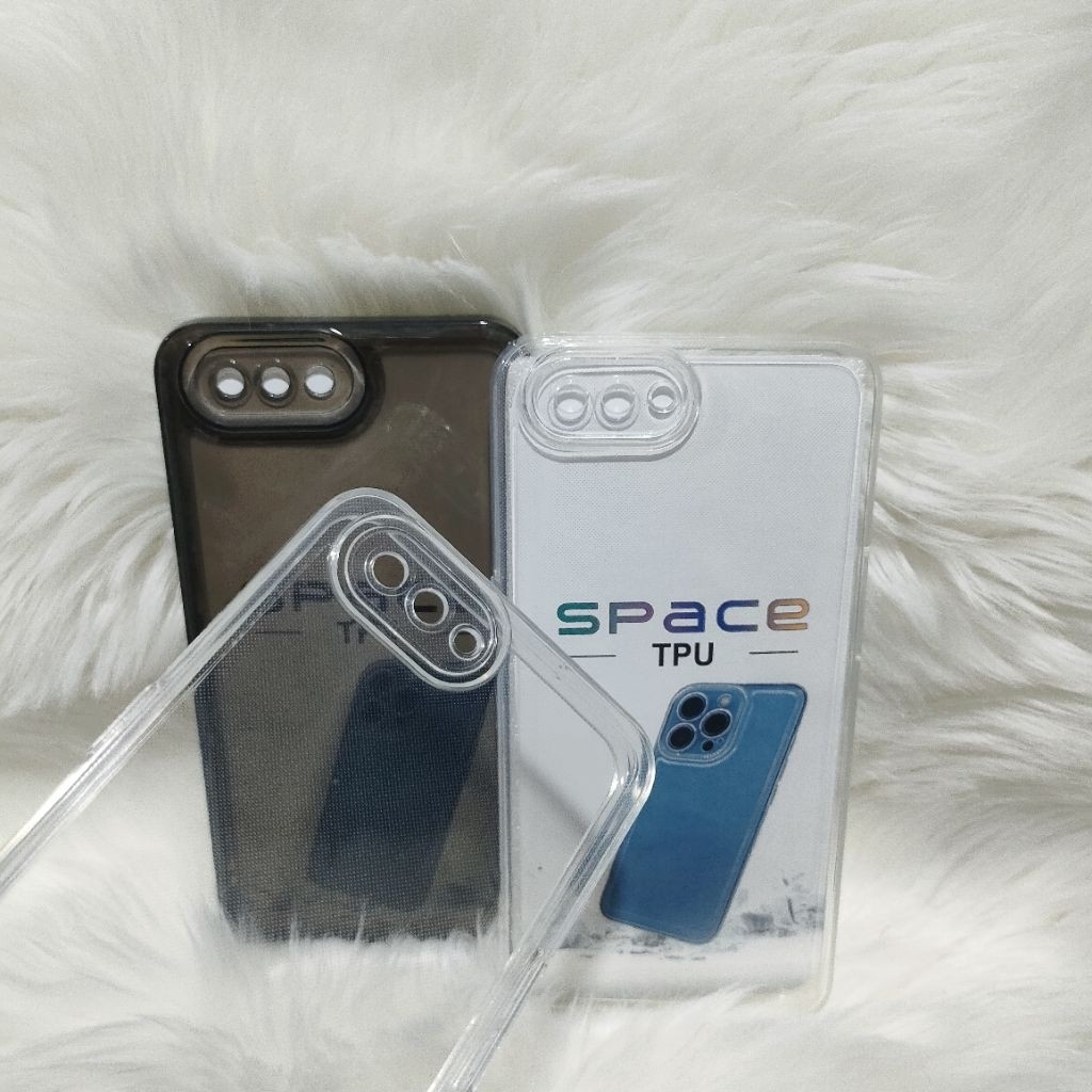 CASE Soft Case Space Tpu Original Oppo A1K Silikon Casing Clear Bening hitam Black Transparan
