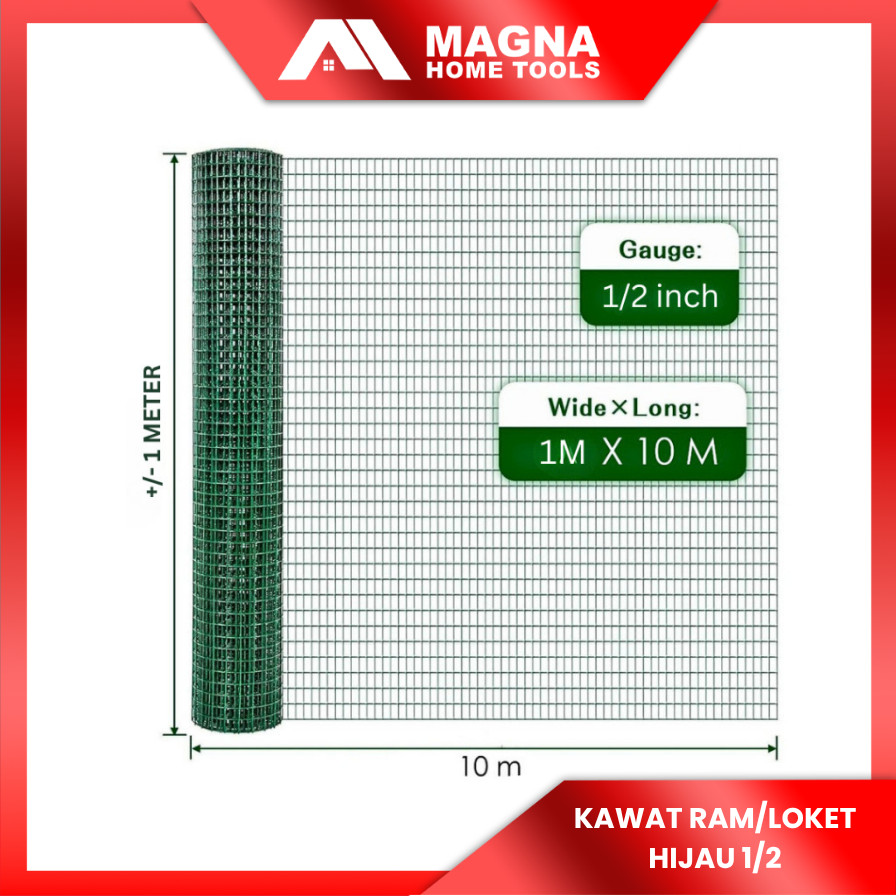 KAWAT LOKET/RAM/PVC HIJAU 1/2 INCH [GROSIR TERMURAH]