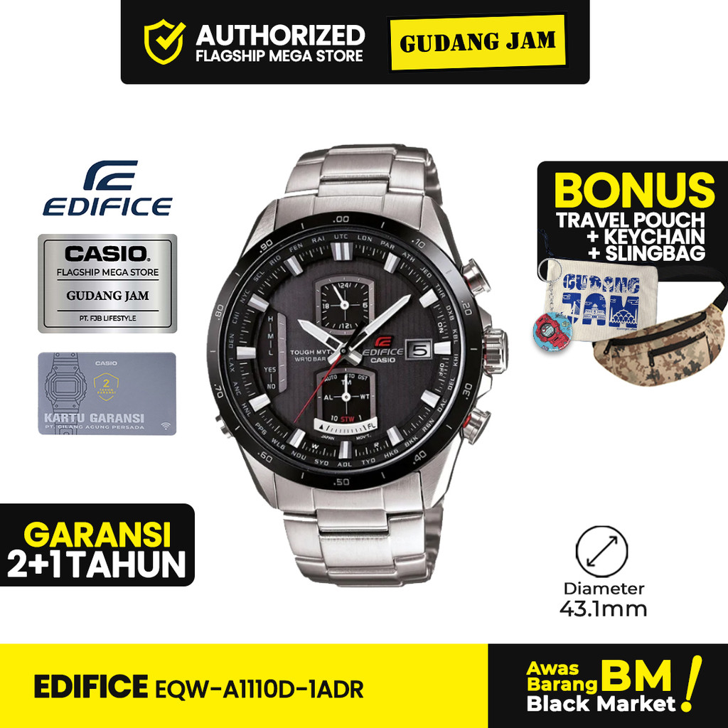 Jam Tangan Pria Edifice EQW-A1110D-1ADR Stainles Steel Strap