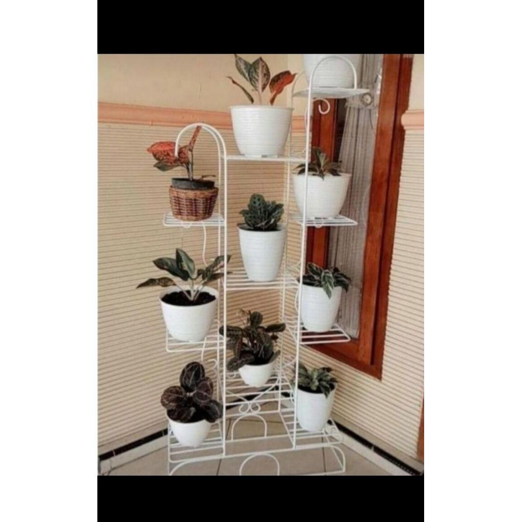 STANDING RAK POT 10 TINGKAT/STANDING RAK POT HIAS BUNGA BESI 10 SUSUN  DIAMETER  20 CM