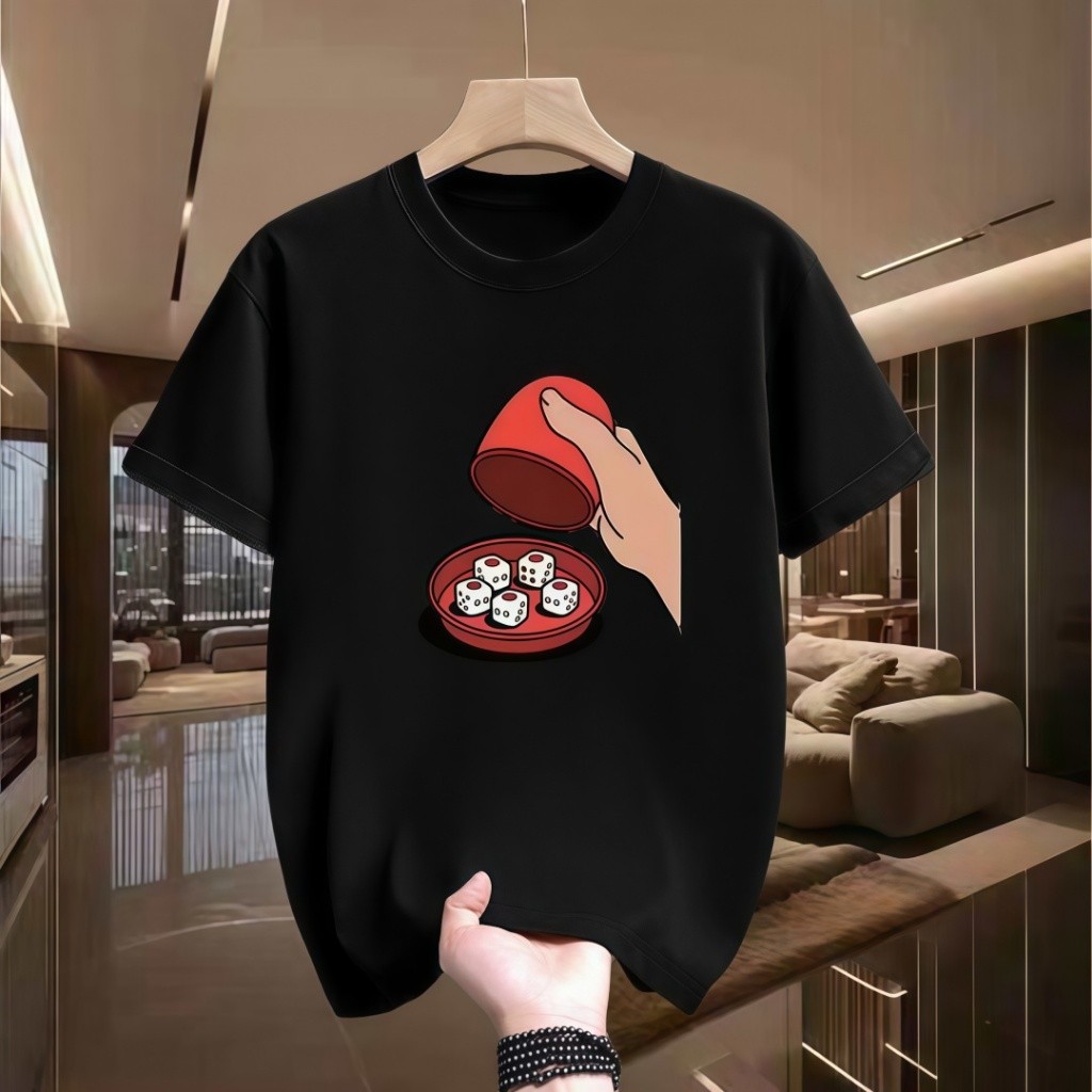 Baju Kaos Pria Gambar Dadu Koprok Distro Bandung Original T-shirt Cowok Hitam Keren Dewasa Trendy Mu