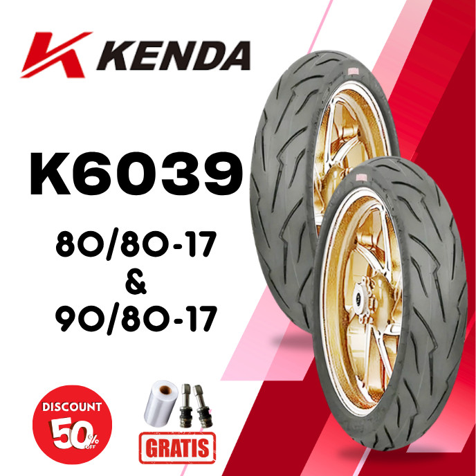 SEPASANG Ban Motor KENDA K6039 80/80 & 90/80 RING 17 Tubeless