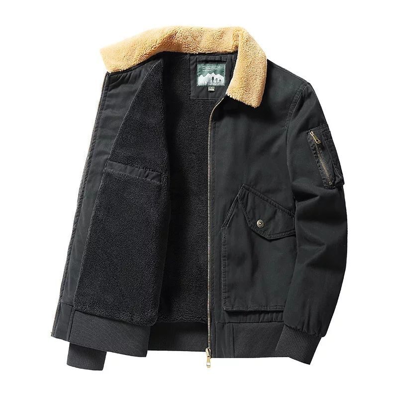 Jaket Bomber Pria Mantel Bulu Hangat Tebal