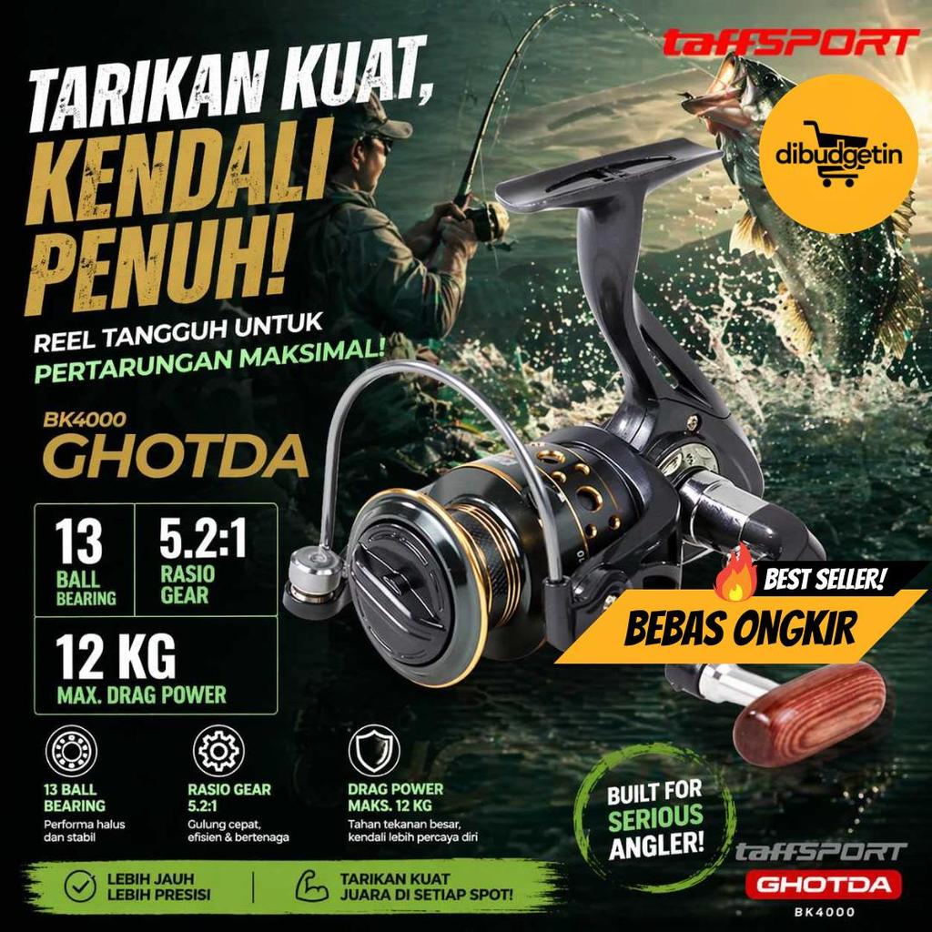TaffSPORT GHOTDA Reel Pancing Spinning Fishing Reel 5.2:1 4000 - BK4000