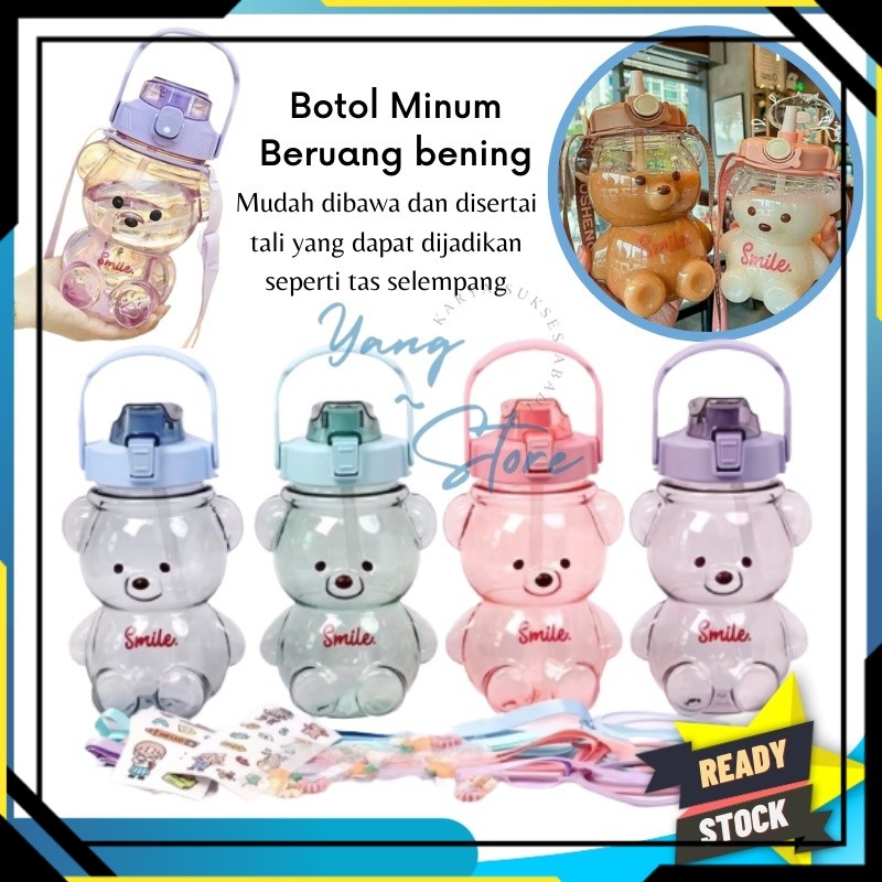 Ready YGS -D212- Botol Beruang Bening - Botol Minum Anak Transparan Bentuk Beruang - Botol Minum Vir