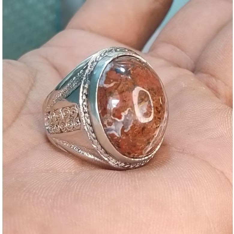 Batu cincin Badar besi merah cabe kebumen nempel magnet