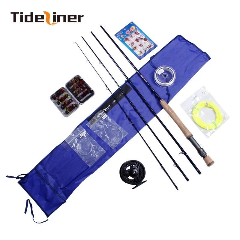 Tideliner Fly Fishing set 2.74M 4 sections carbon fiber spinning fly fishing Rod Combo Kits Fly Reel