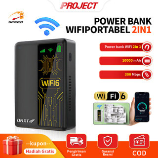 PJT Modem WiFi 4G LTE M20 300Mbps Portable, Router WiFi Tanpa Kabel 2in1 Powerbank 10000mAh Cocok un