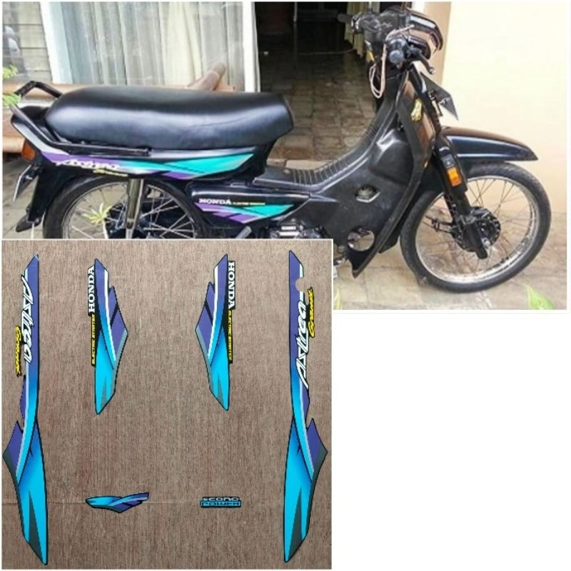Striping Original Honda Astrea Grand hitam Lis biru tahun 1996