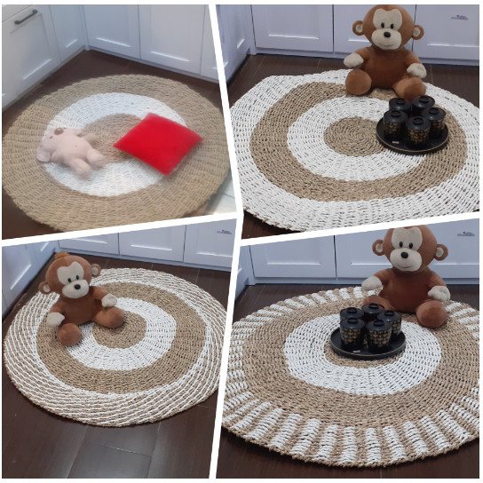 (Efi.Lawrenz) Rug anyaman seagrass seagras Karpet anyaman Karpet Bulat Floor mat