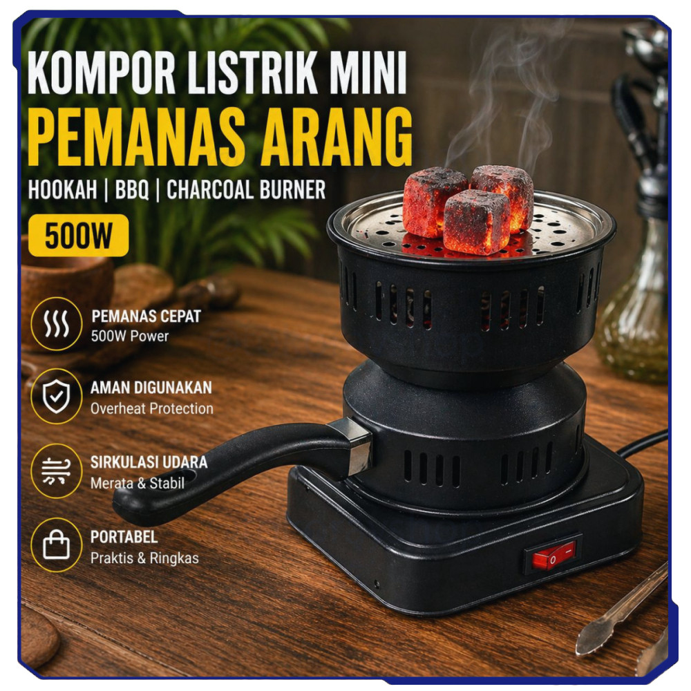 Kompor Listrik Mini Electric Hookah BBQ Charcoal Stove Camping 500W - ZD-A016