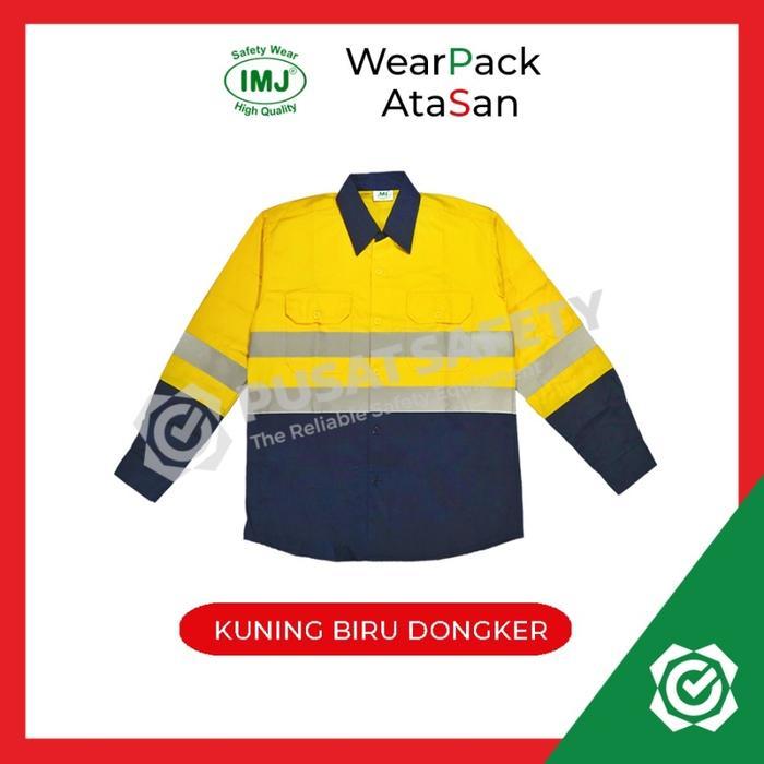 Baju Safety Wearpack Atasan Lengan Panjang Seragam Kombinasi IMJ - Kuning Dongker, M