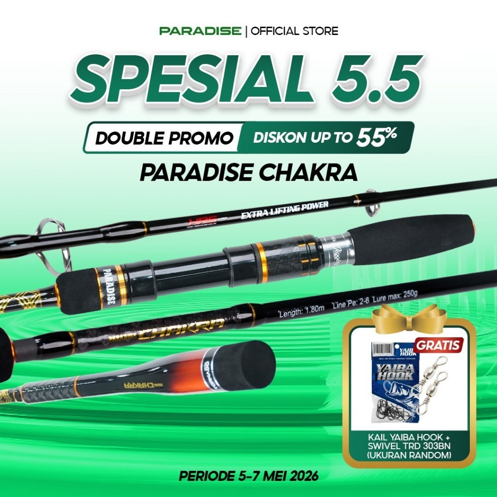 Paradise - Joran Pancing Paradise Chakra Jigging Mancing Dasaran Laut | PE 2-6 180Cm Joran Pancingan