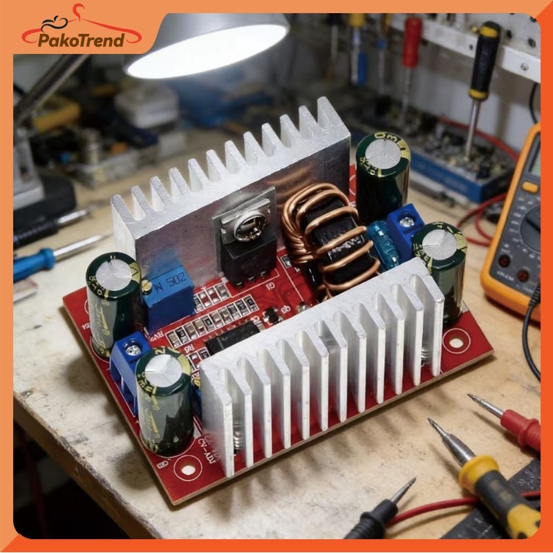 Modul Step Up DC To DC 400W 15A CC-CV 8.5-50V Ke 10-60V Konverter Boost Untuk 12V24V Ke 36V48V