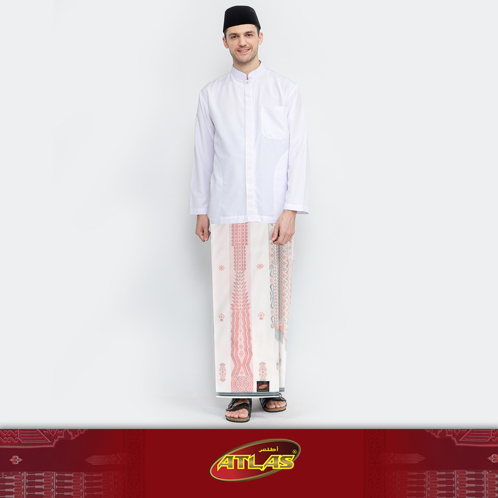 Sarung ATLAS Super Premium 980 Motif A9 JGL SJ Putih Peach