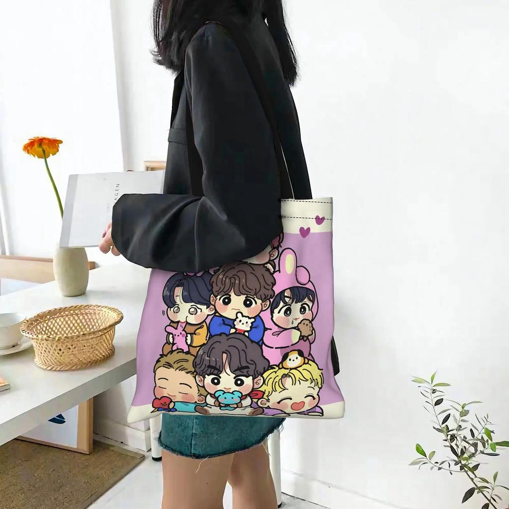 Cartoon BTS kpop style its bags Canvas funko pop back to school Canvas Tote Bag Women'S Shoulder Han