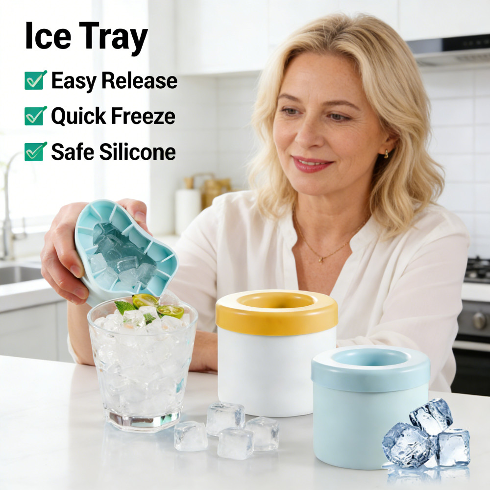 Silicone Ice Freezer Cylinder Apen Genie Ice Maker Spherical Ice Cube Mold Tray Ice Storage Box Mini